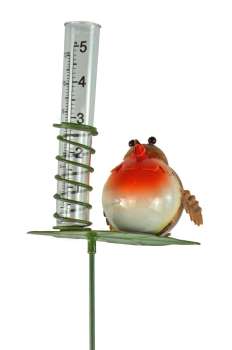 Preview: Wunderschöner Regenmesser Rotkehlchen - Höhe ca. 85 cm